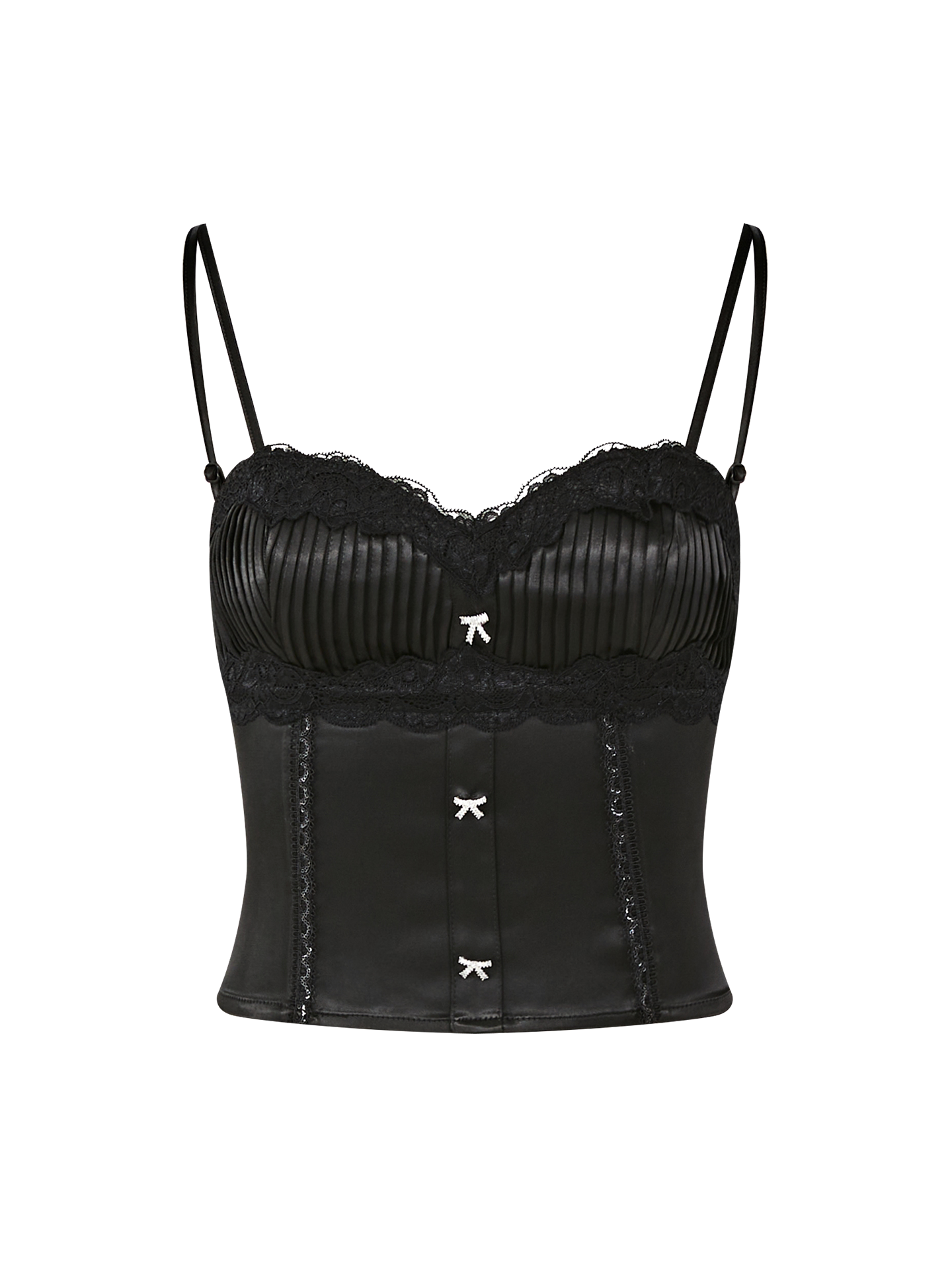 Satin Camisole Top with Fishbone Lace Design