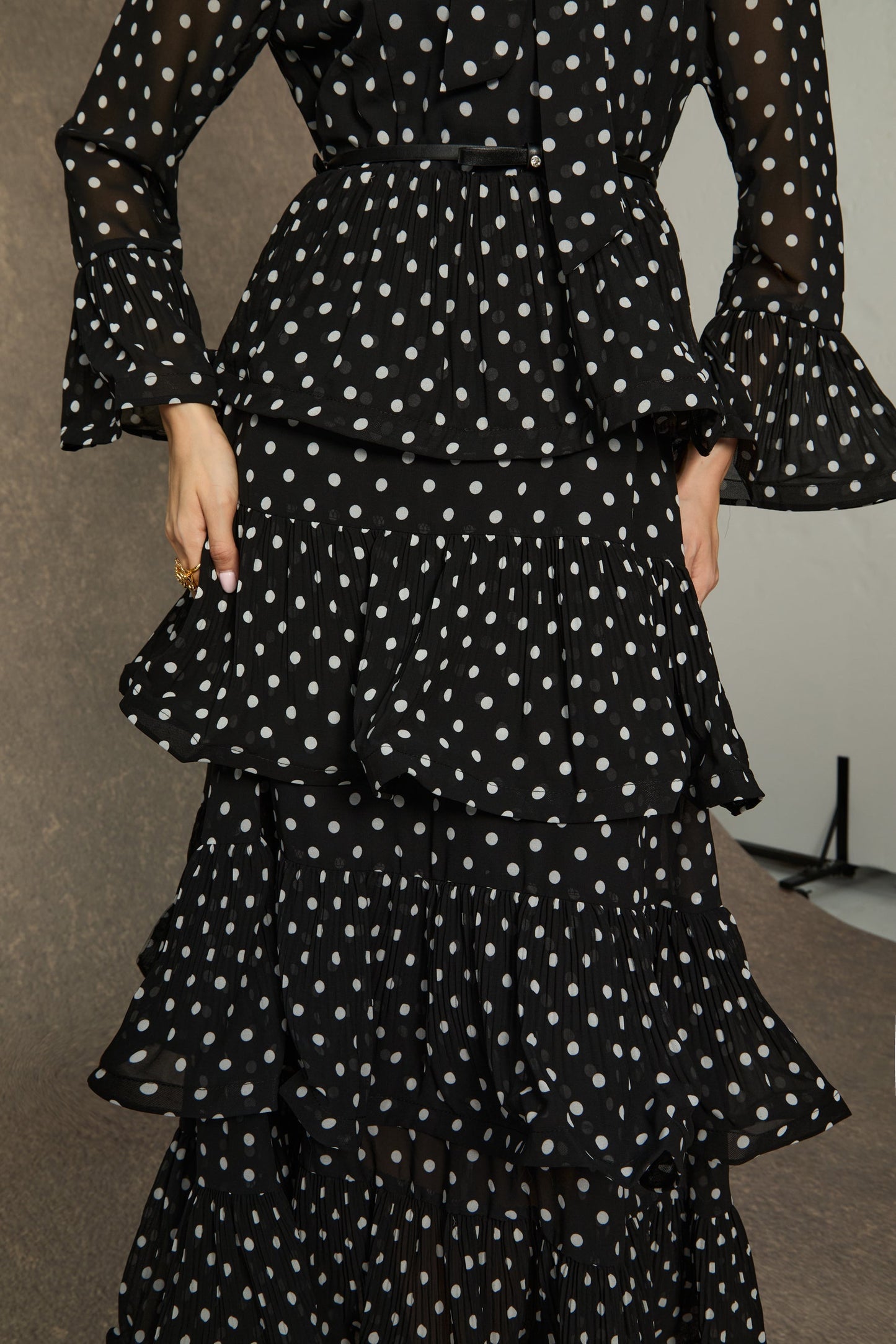 Olivia Chic Black Polka Dot Maxi Dress