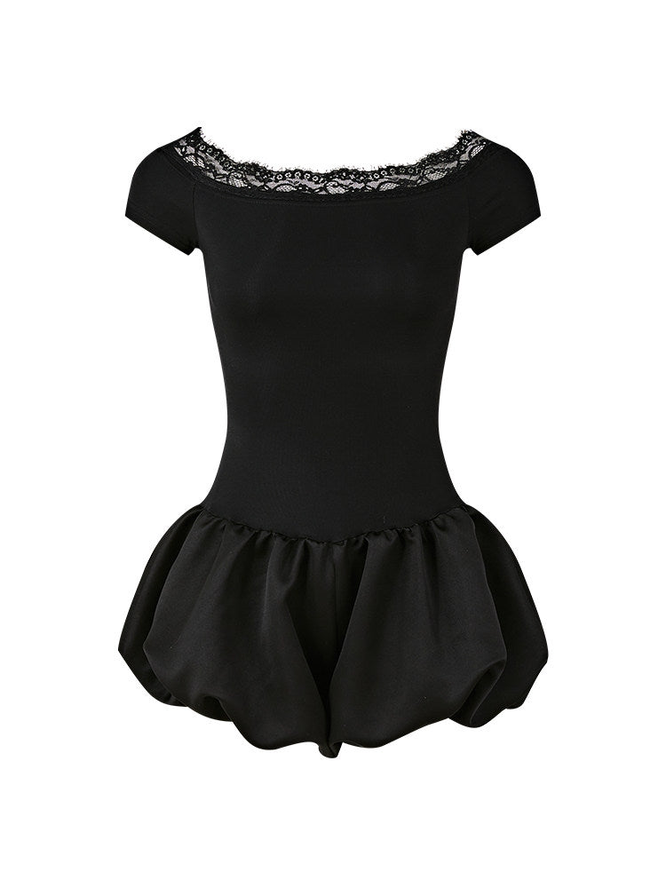 Viscose Dress - One-Shoulder Fitted Short Sleeve