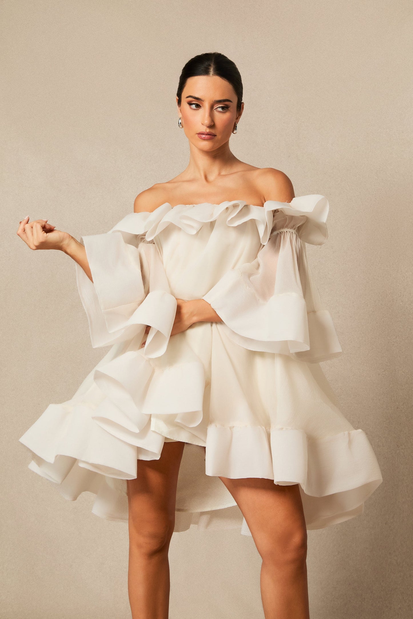 Sloane Captivating Off Shoulder Ruffle Mini Dress