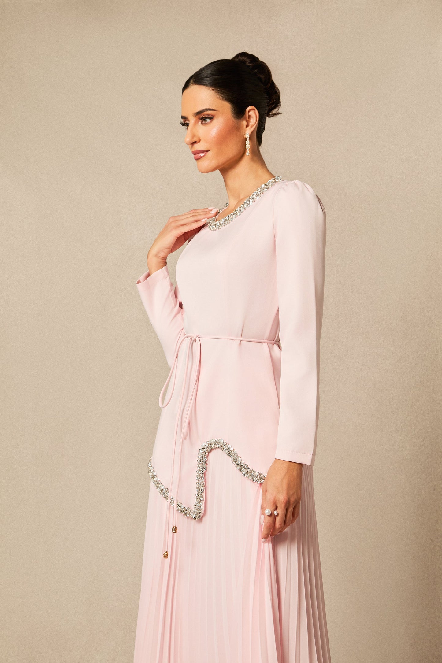 Leah Stunning Crystal Embellished Top and Skirt Set