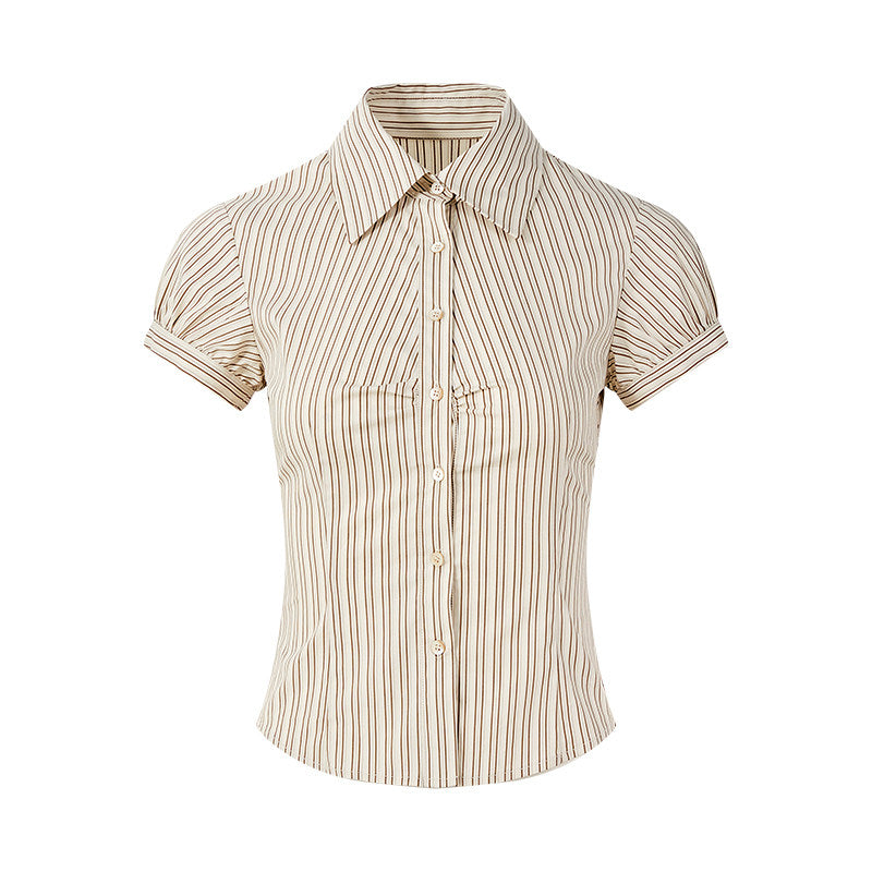 Viscose Shirt - Fitted Short Sleeve with Stripes