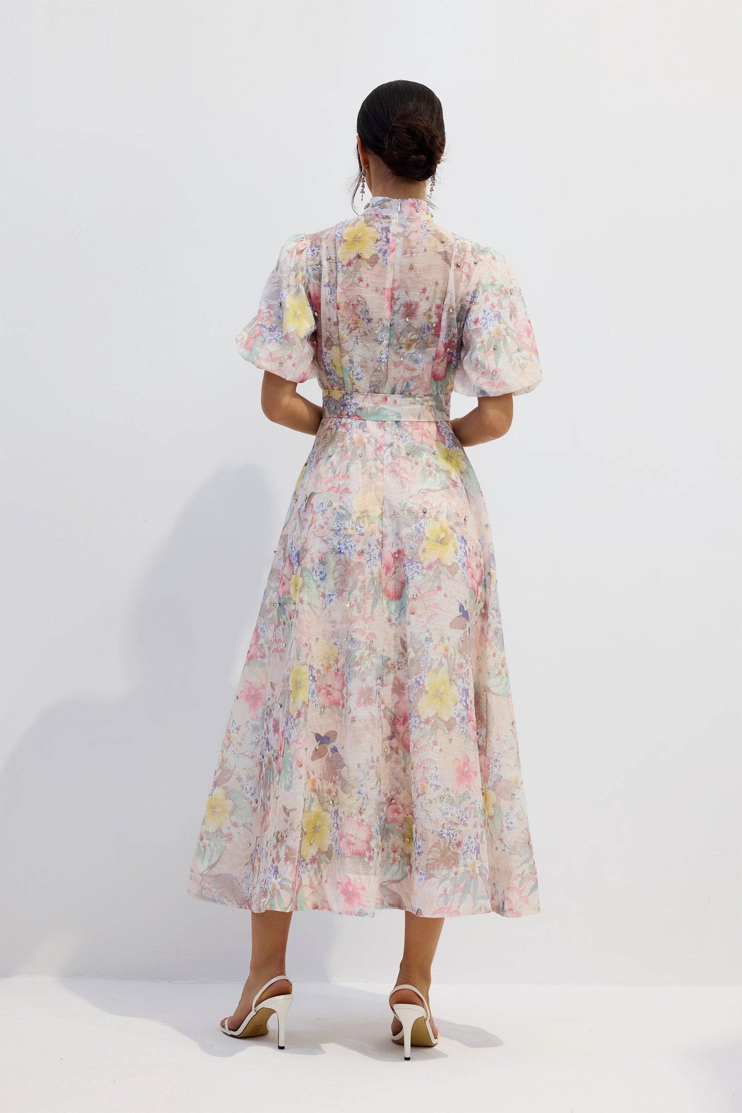 Graceful Floral Puff Sleeve Maxi Dress