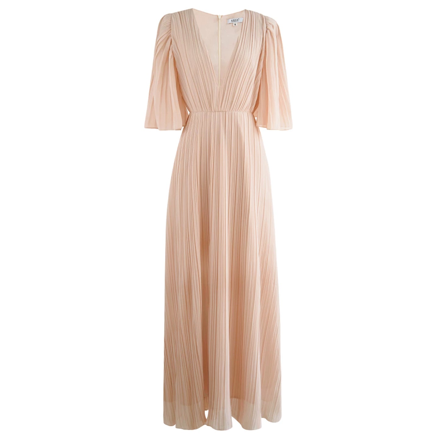Elegant V-Neck Pleated Long Dress