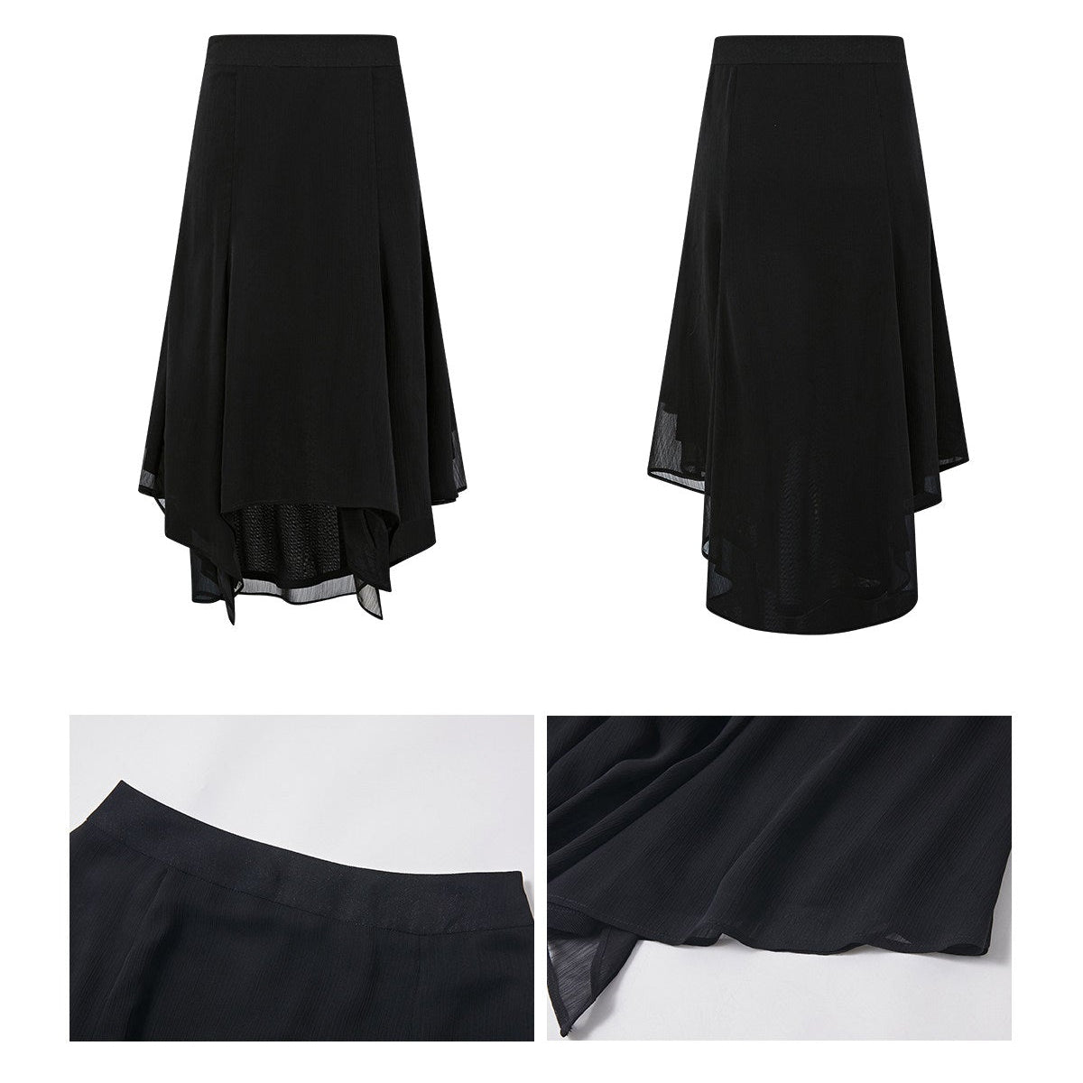 Polyester Skirt - Elegant Black Mesh Design