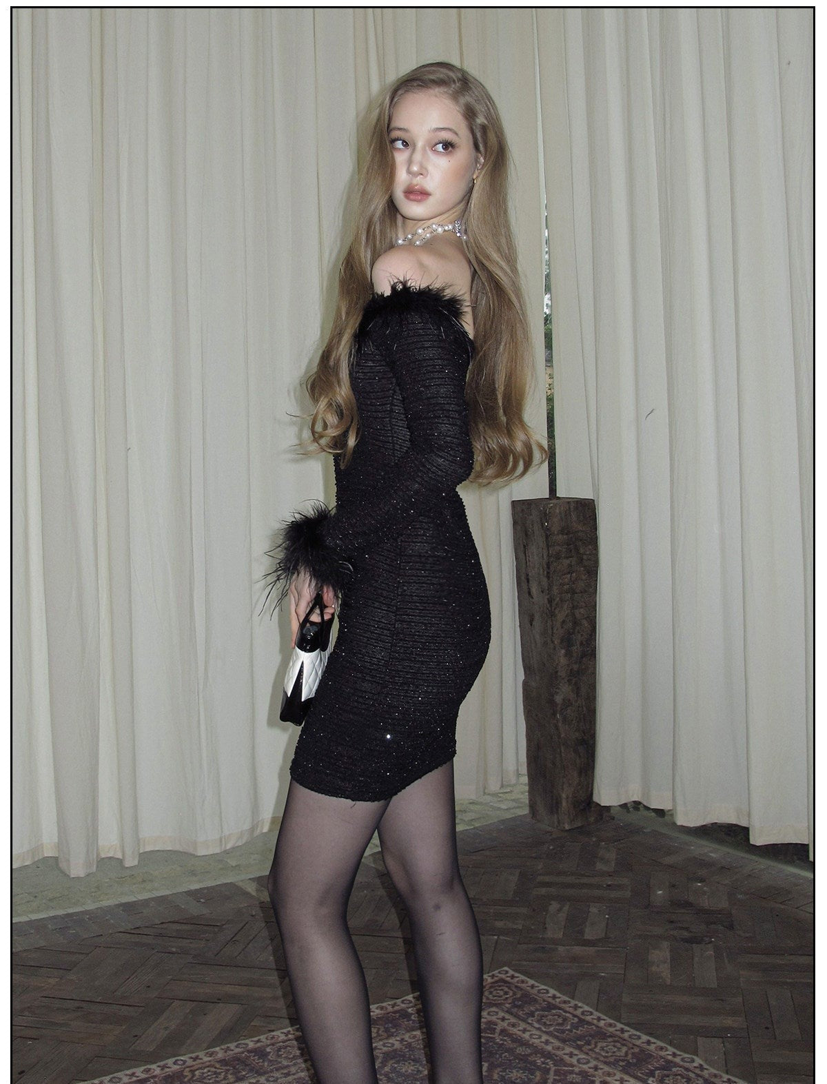 Polyester Dress - Elegant One-Shoulder Design
