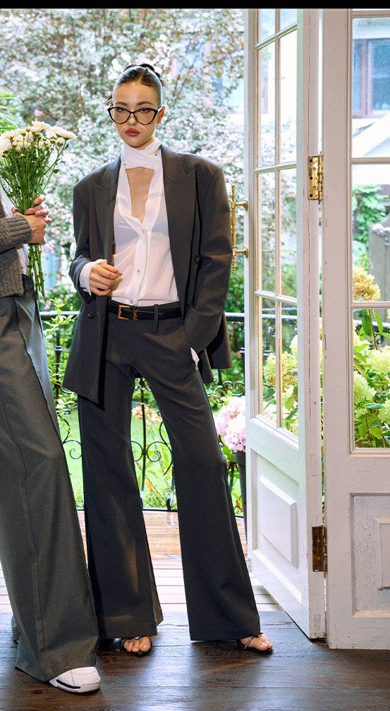 Coat and Pants Set - Elegant Tailored Ensemble