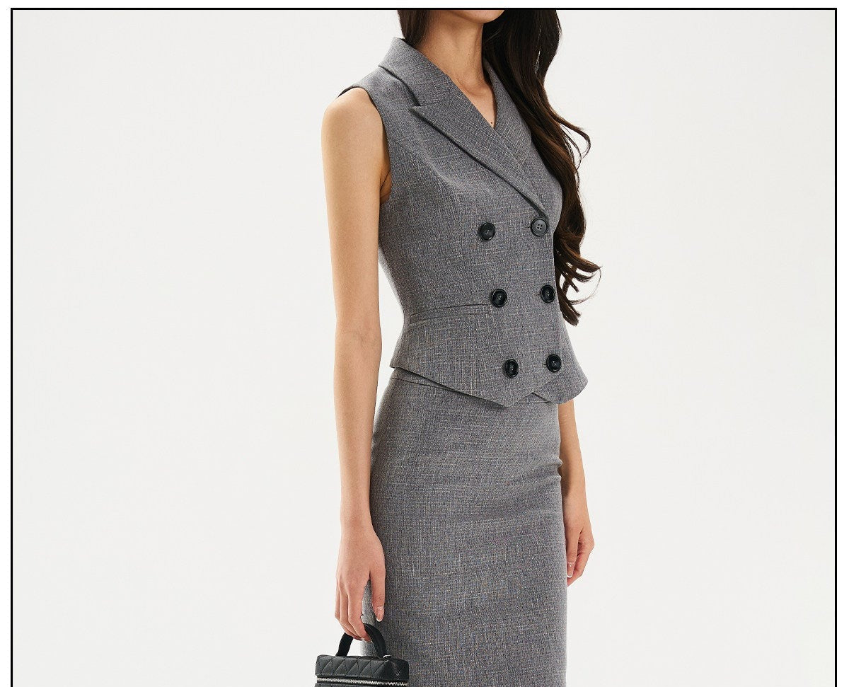 Viscose - Vest and Skirt Two-Piece Set