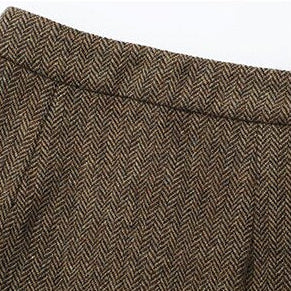 Wool Herringbone Top and Skirt Set