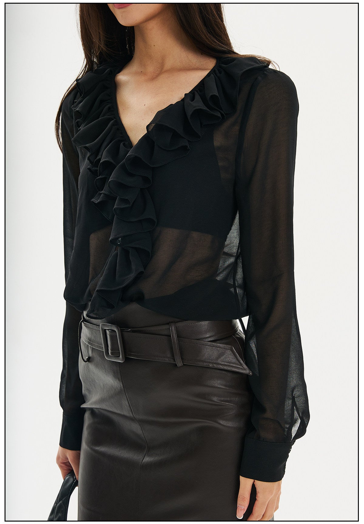 Chiffon Blouse with Ruffled Edges