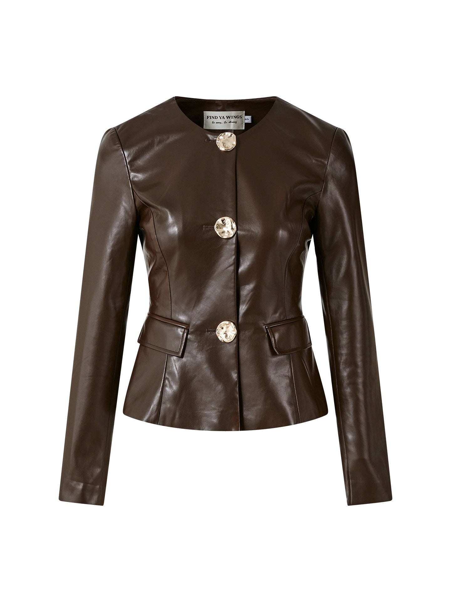 Leather Top with Metal Button Design