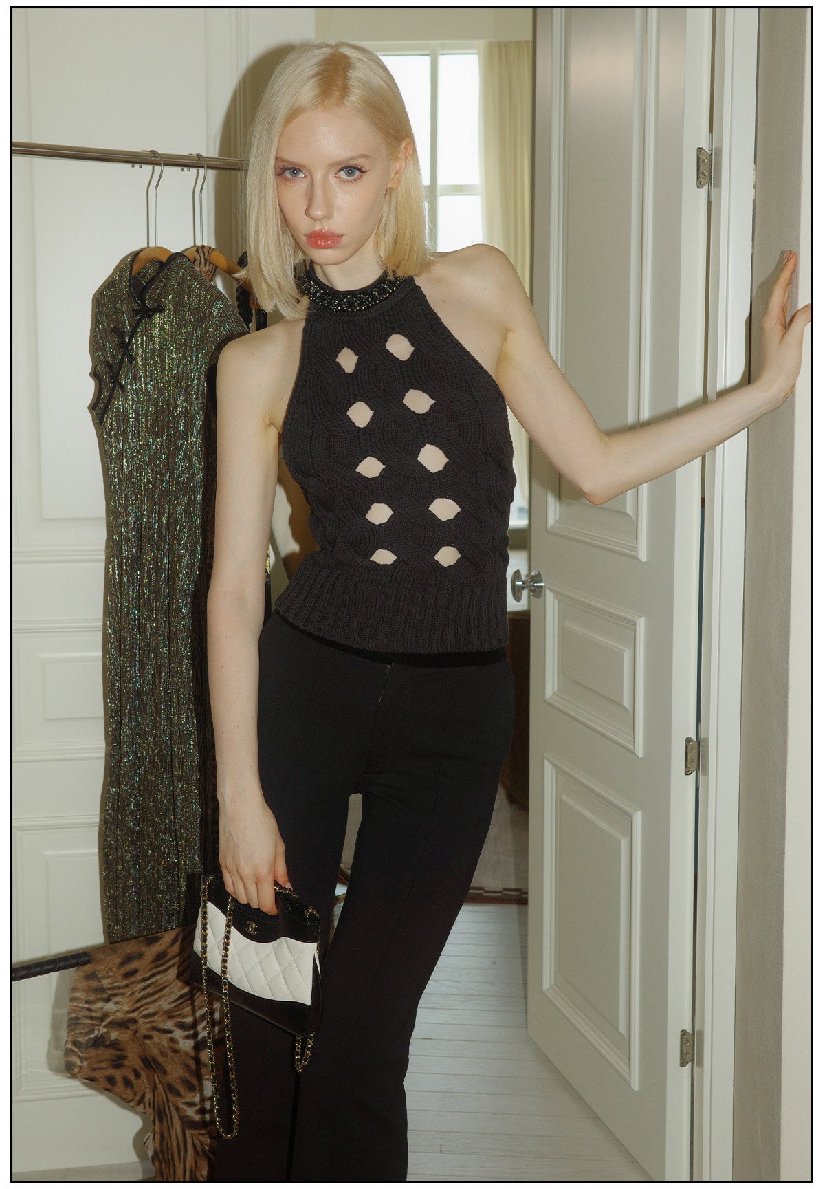 Knitted Tank Top - Hollow-Out Design