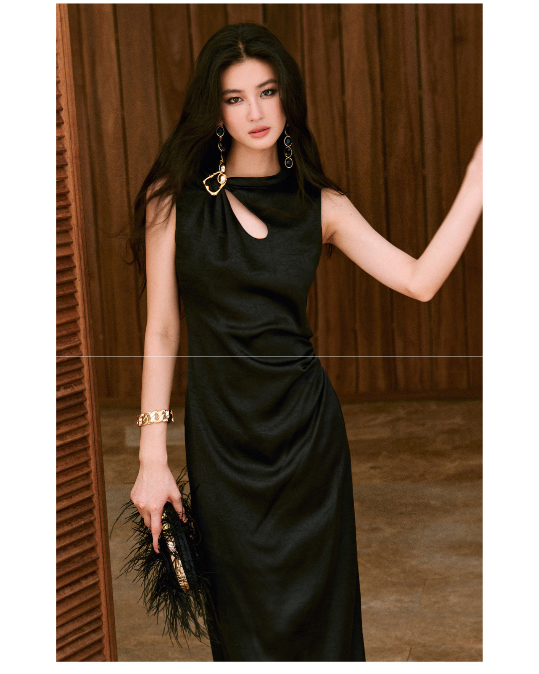 Mulberry Silk Pleated Sleeveless Dress - Elegant Crinkled Texture