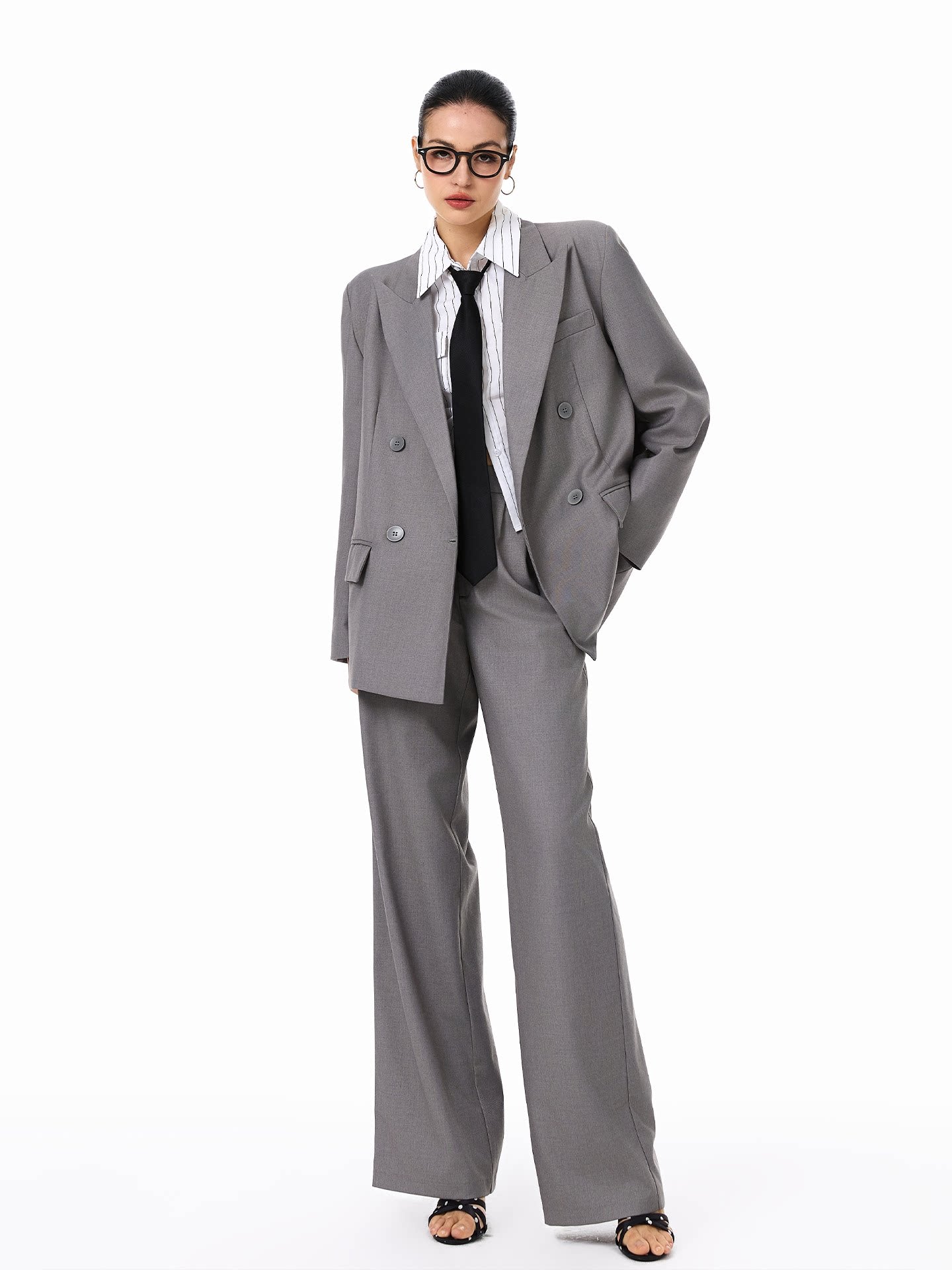 Viscose - Elegant Top and Tailored Pants Two-Piece Set