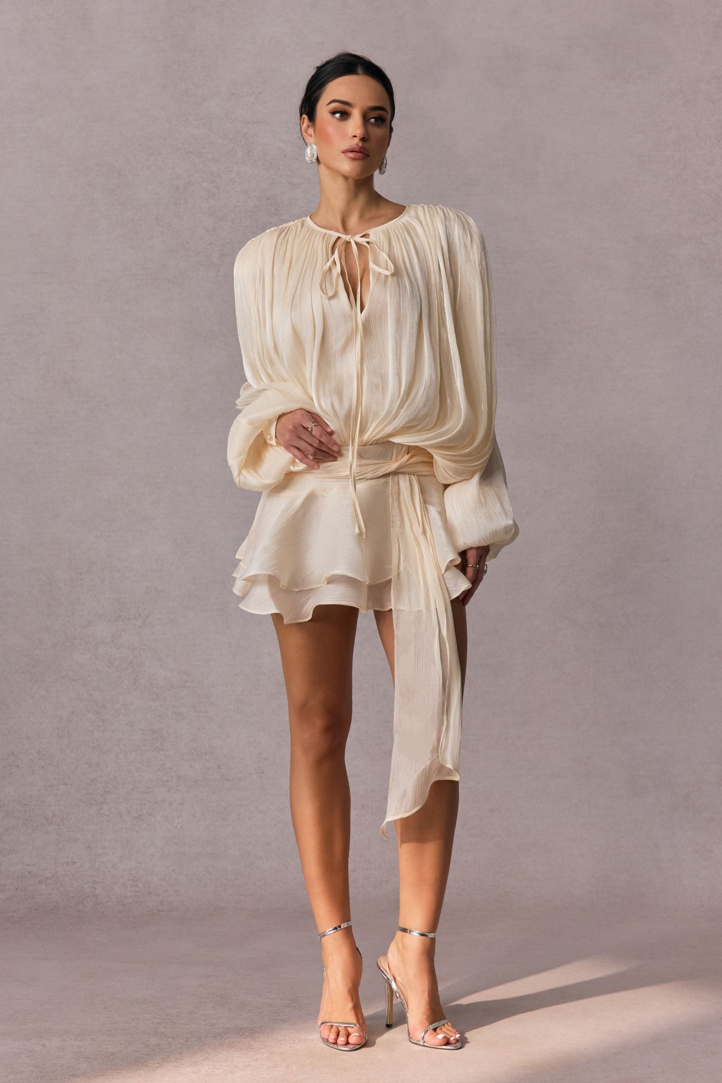 Luna Pleated Ruffle Hem Mini Dress