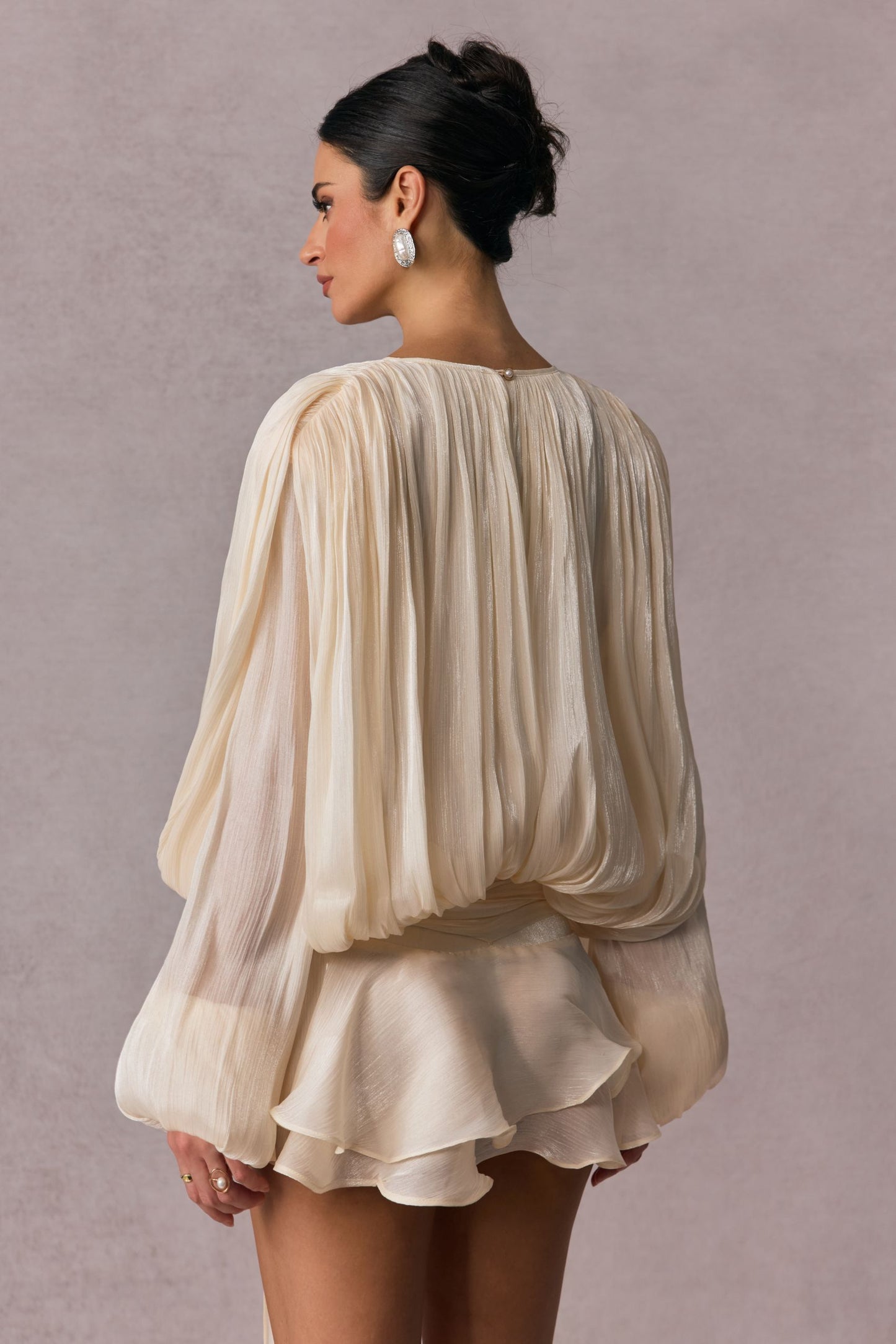 Luna Pleated Ruffle Hem Mini Dress