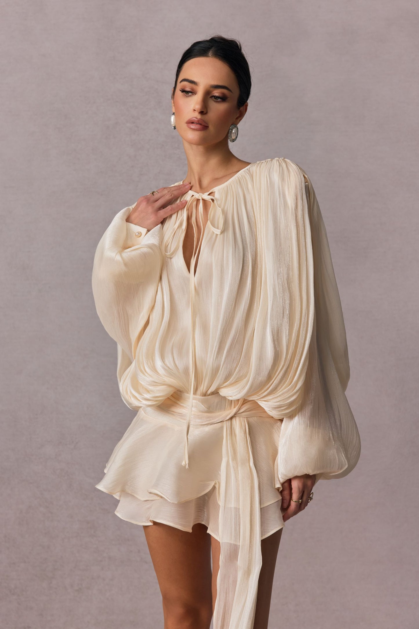 Luna Pleated Ruffle Hem Mini Dress