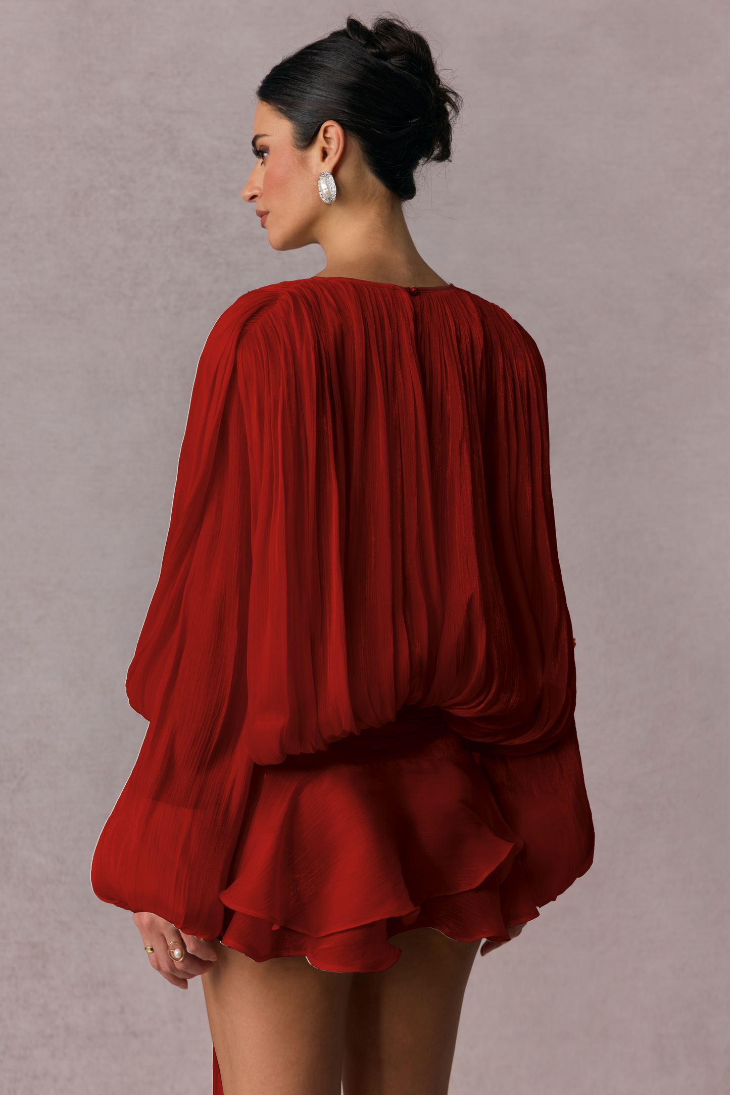 Luna Pleated Ruffle Hem Mini Dress