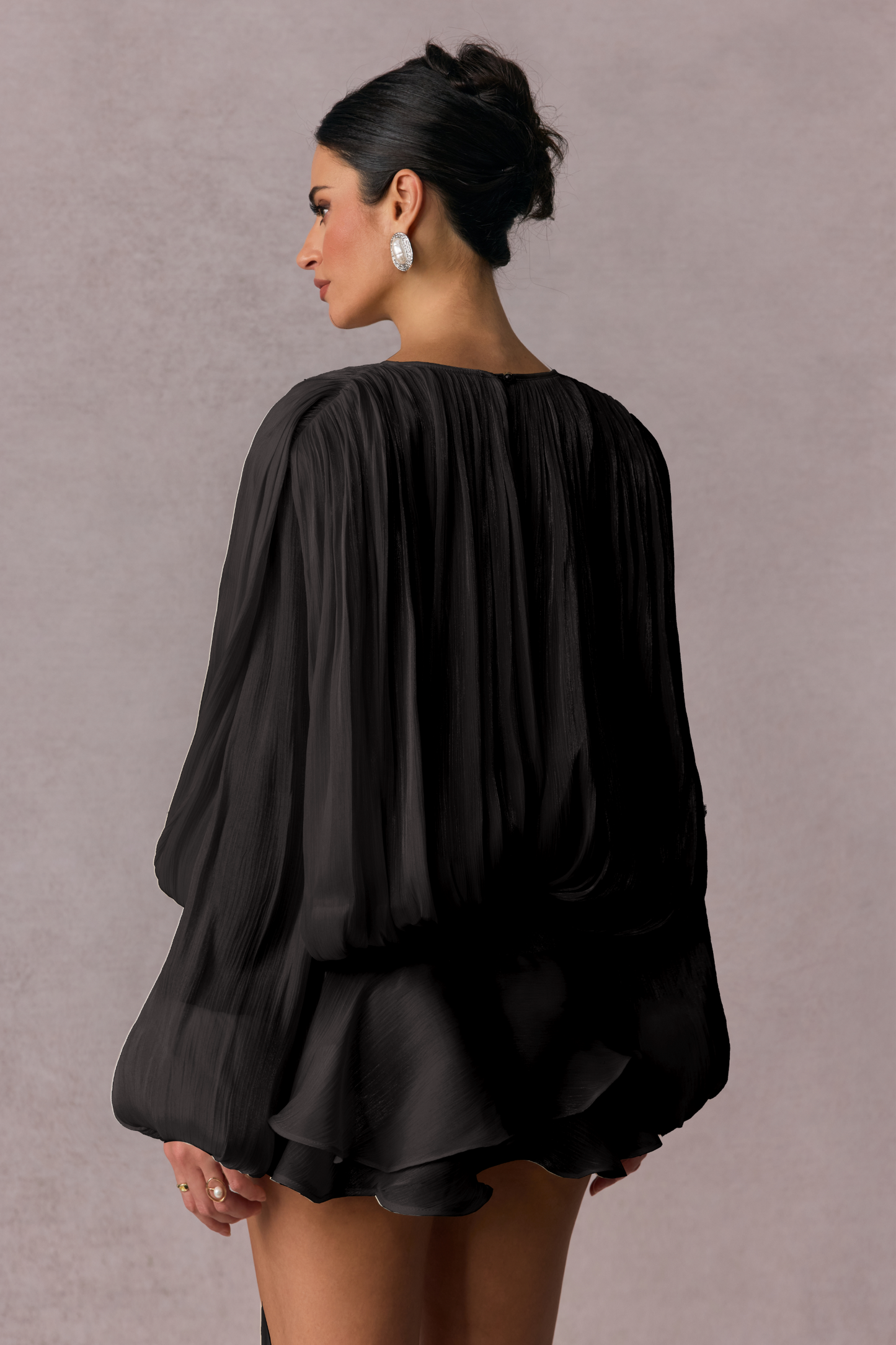 Luna Pleated Ruffle Hem Mini Dress