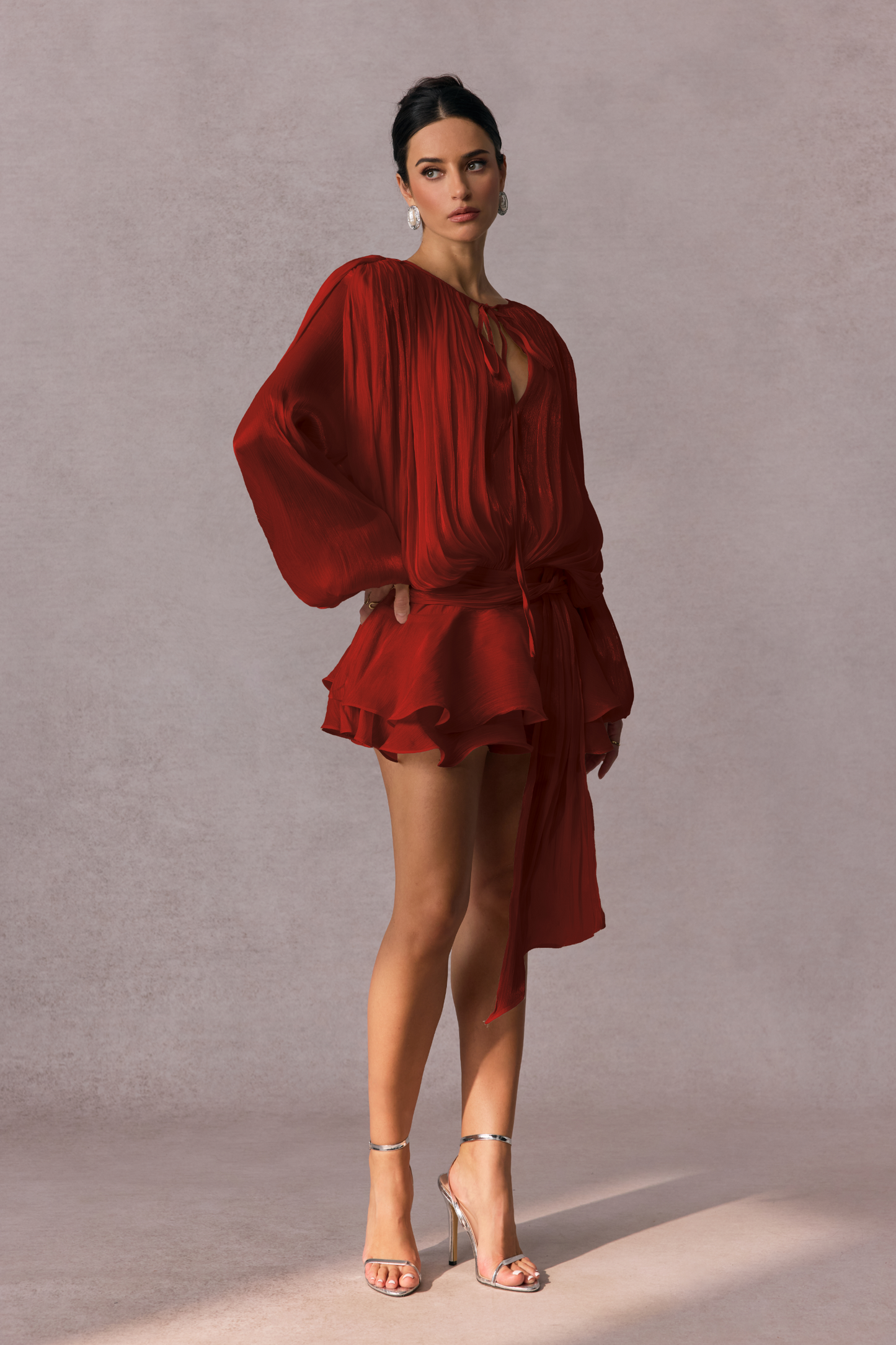 Luna Pleated Ruffle Hem Mini Dress