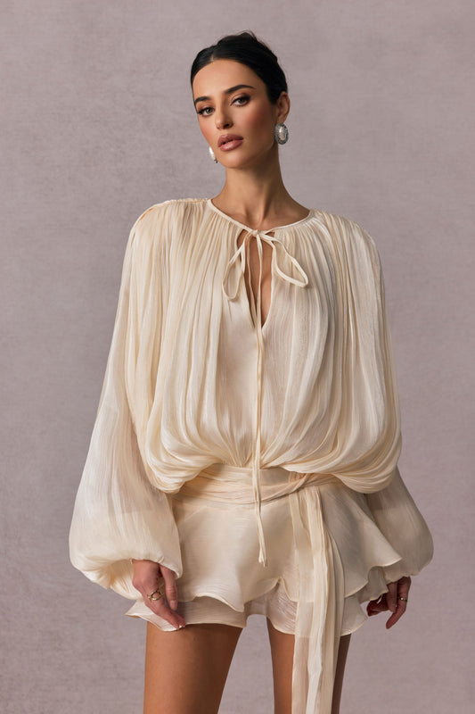 Luna Pleated Ruffle Hem Mini Dress