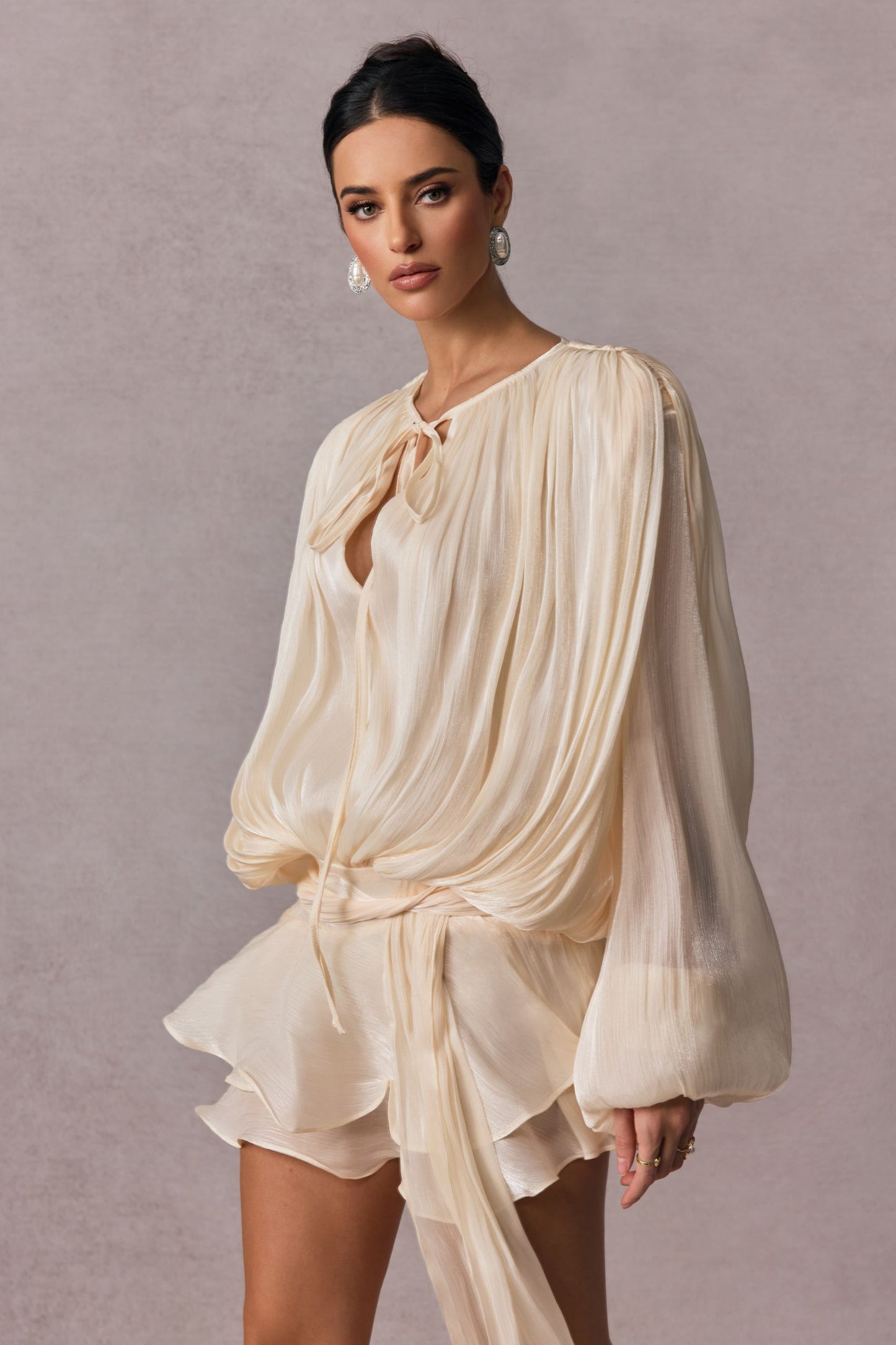 Luna Pleated Ruffle Hem Mini Dress
