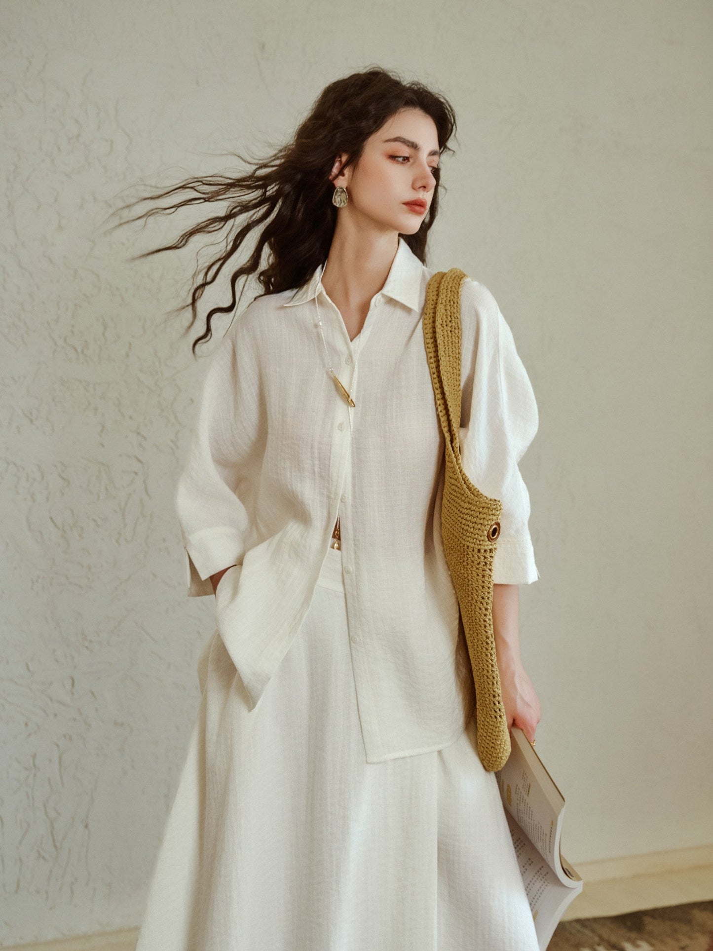 Linen Shirt and Skirt Set - Elegant and Versatile