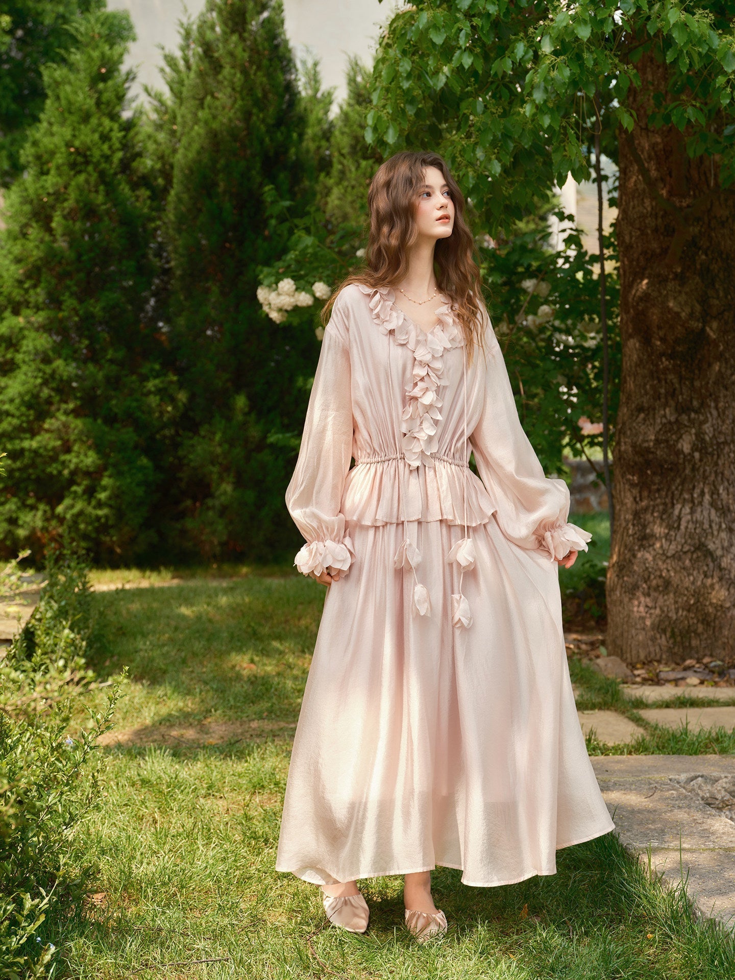 Floral Viscose Dress - Elegant Layered Design