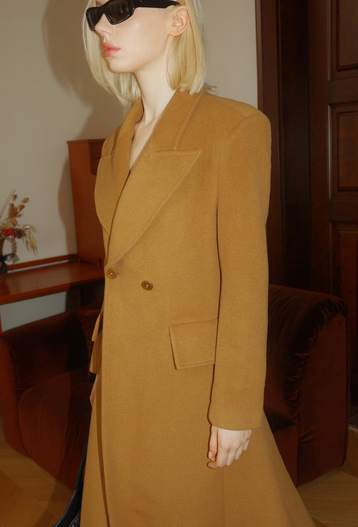 Wool Long Coat - Elegant Minimalist Design