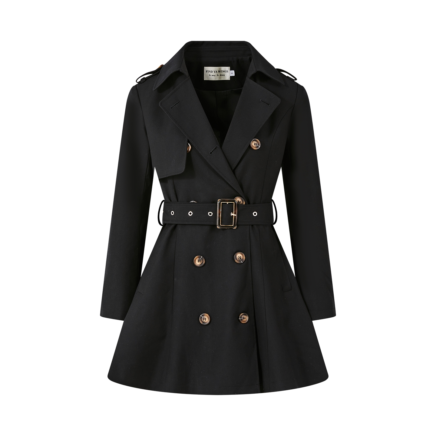 Classic Double-Breasted Trench Coat - Tailored Waist Design