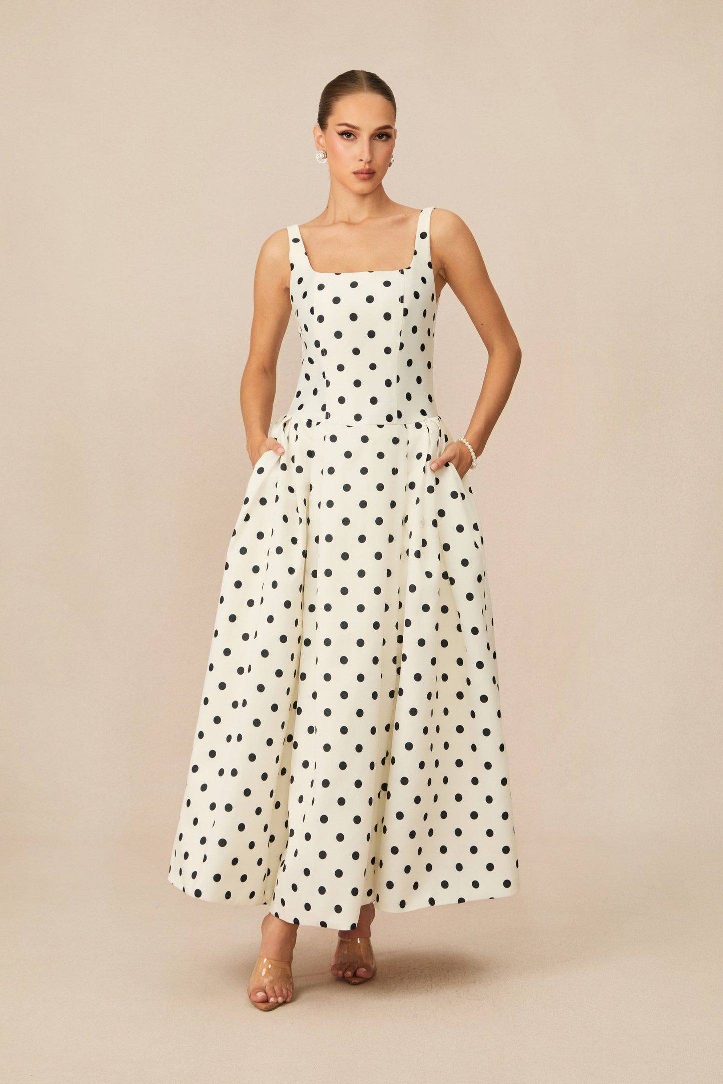 Joy Delightful White Polka Dots Maxi Dress