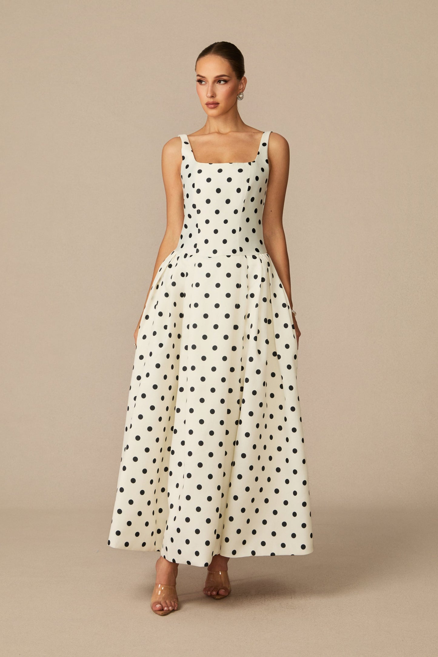 Joy Delightful White Polka Dots Maxi Dress