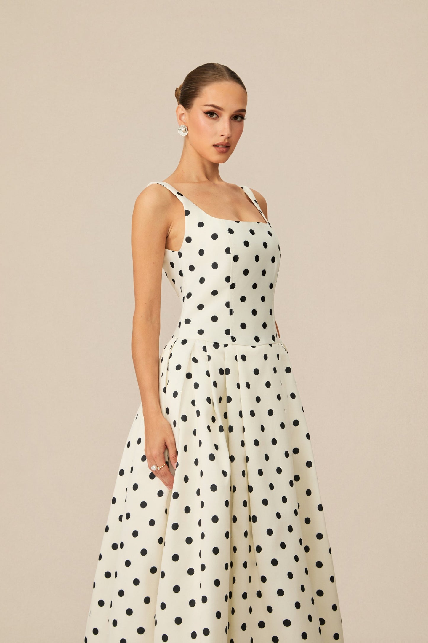 Joy Delightful White Polka Dots Maxi Dress