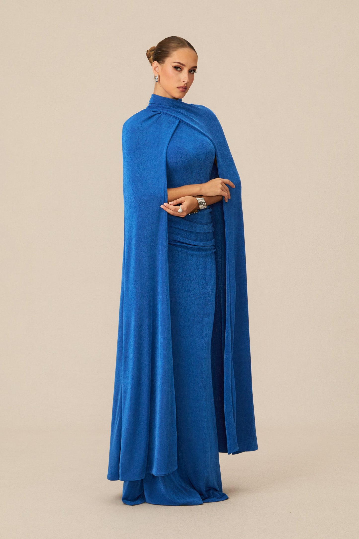 Hope Stunning Blue Cape Sleeve Maxi Dress