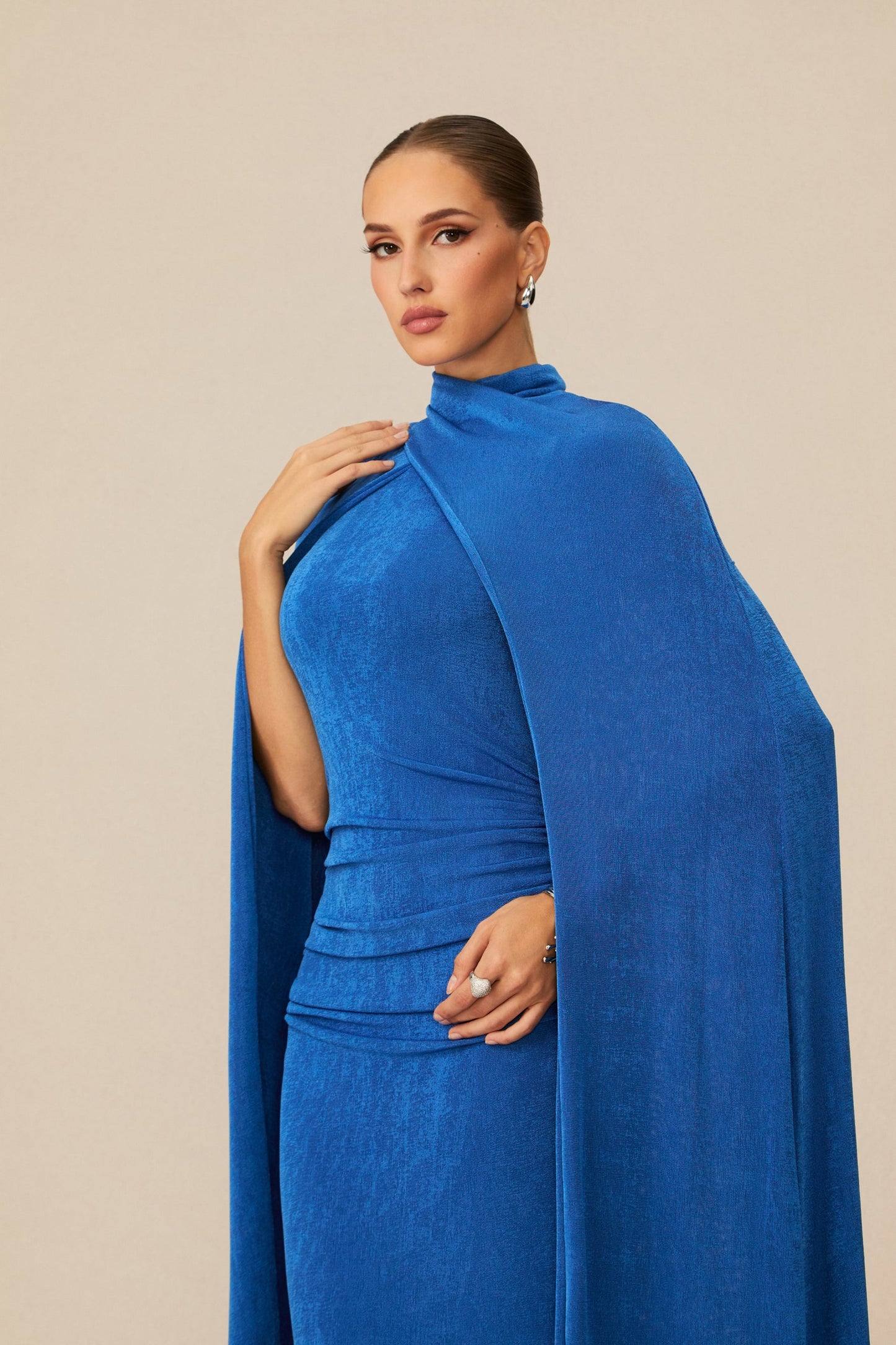 Hope Stunning Blue Cape Sleeve Maxi Dress