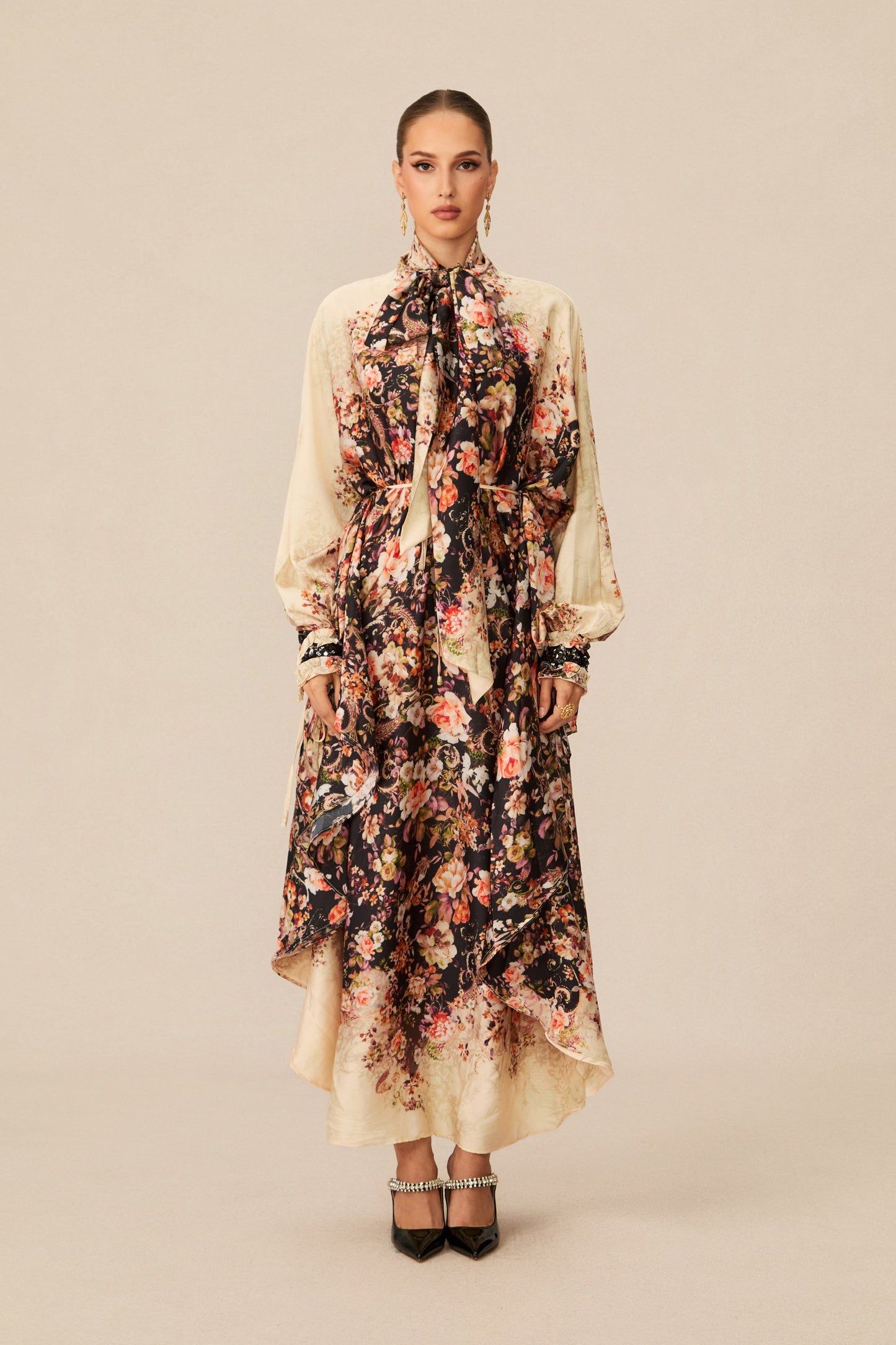 Luna Black Floral Print Maxi Dress