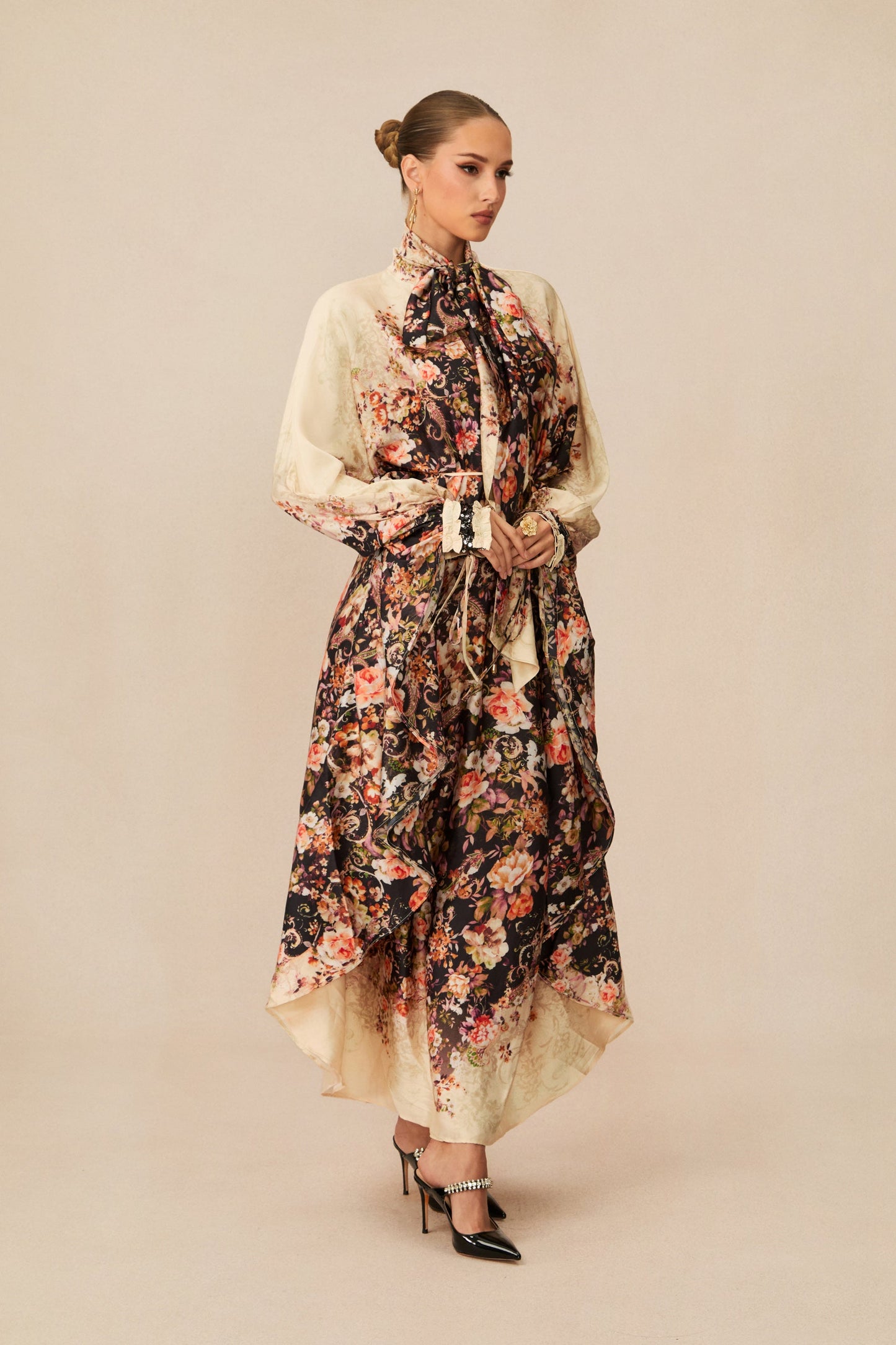 Luna Black Floral Print Maxi Dress