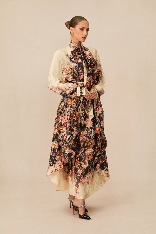 Luna Black Floral Print Maxi Dress