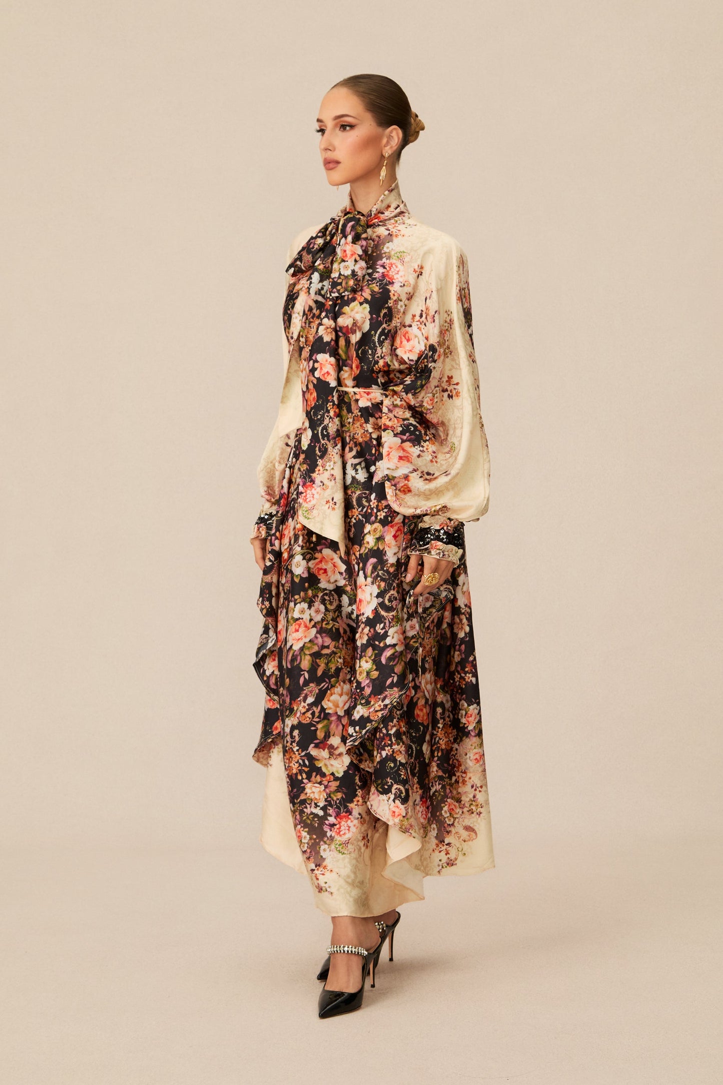 Luna Black Floral Print Maxi Dress
