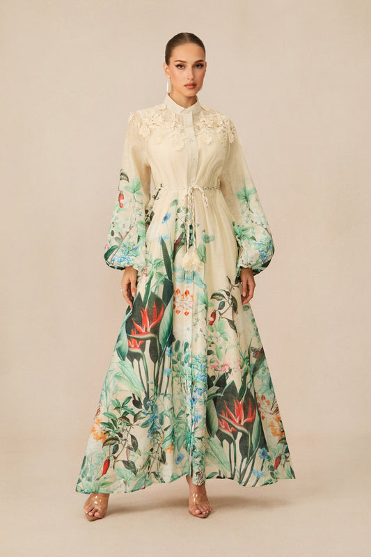 Uma Floral Print Puff Sleeve Maxi Dress
