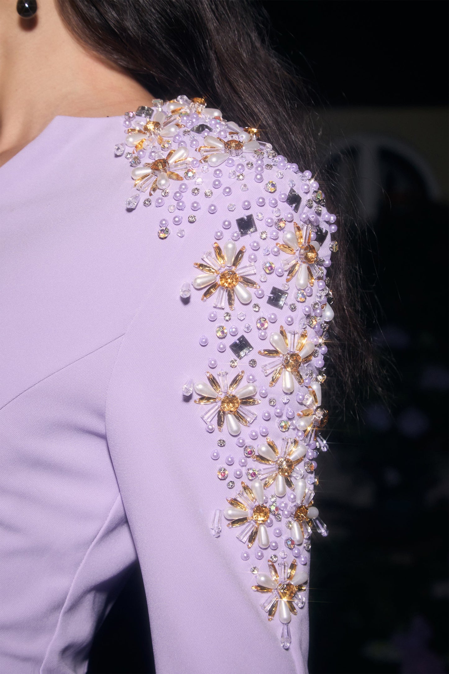 Taylor Purple Embellished V Neck Maxi Gown