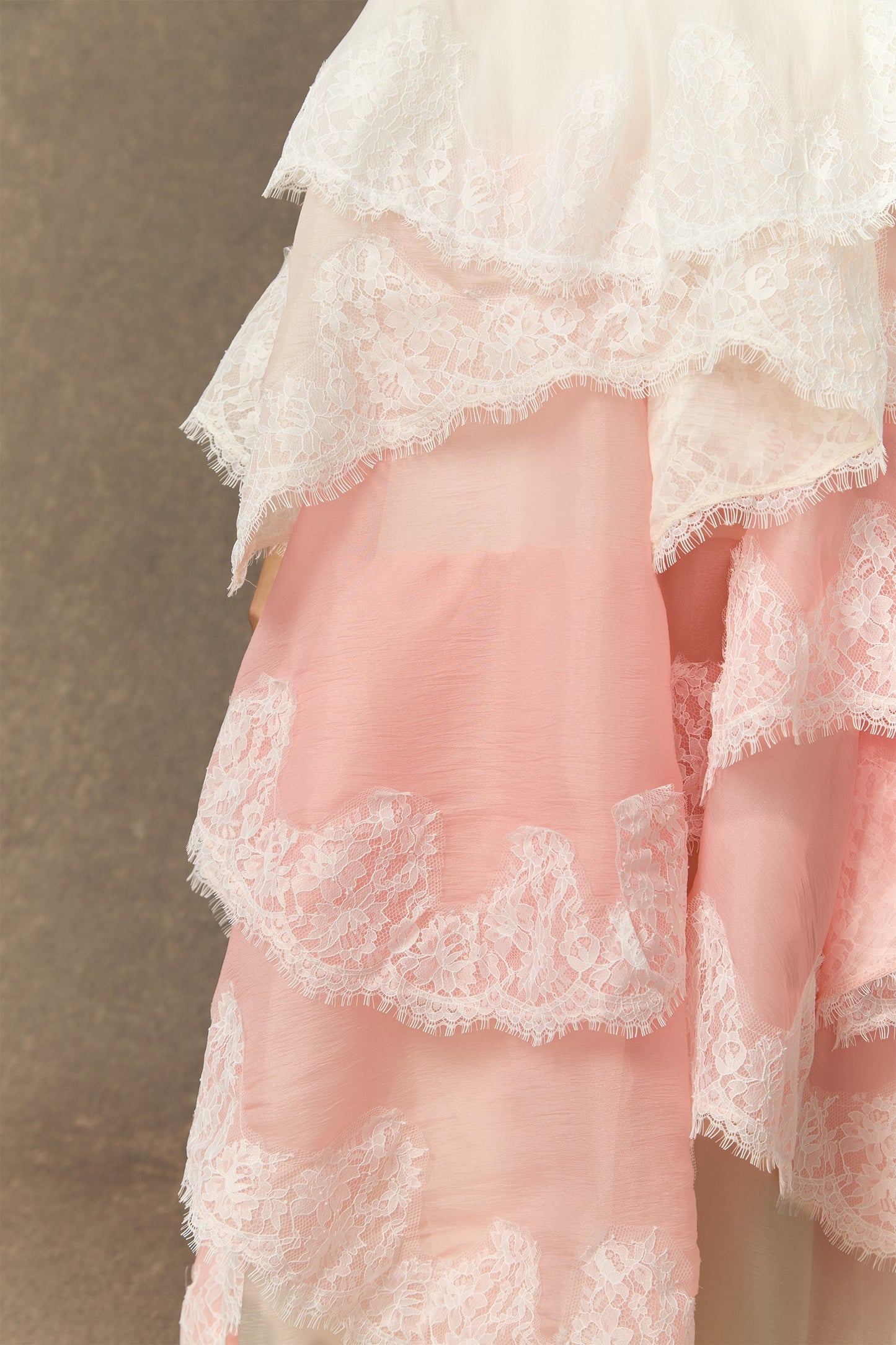 Finn Pink Tiered Maxi Dress with Unique Hemline