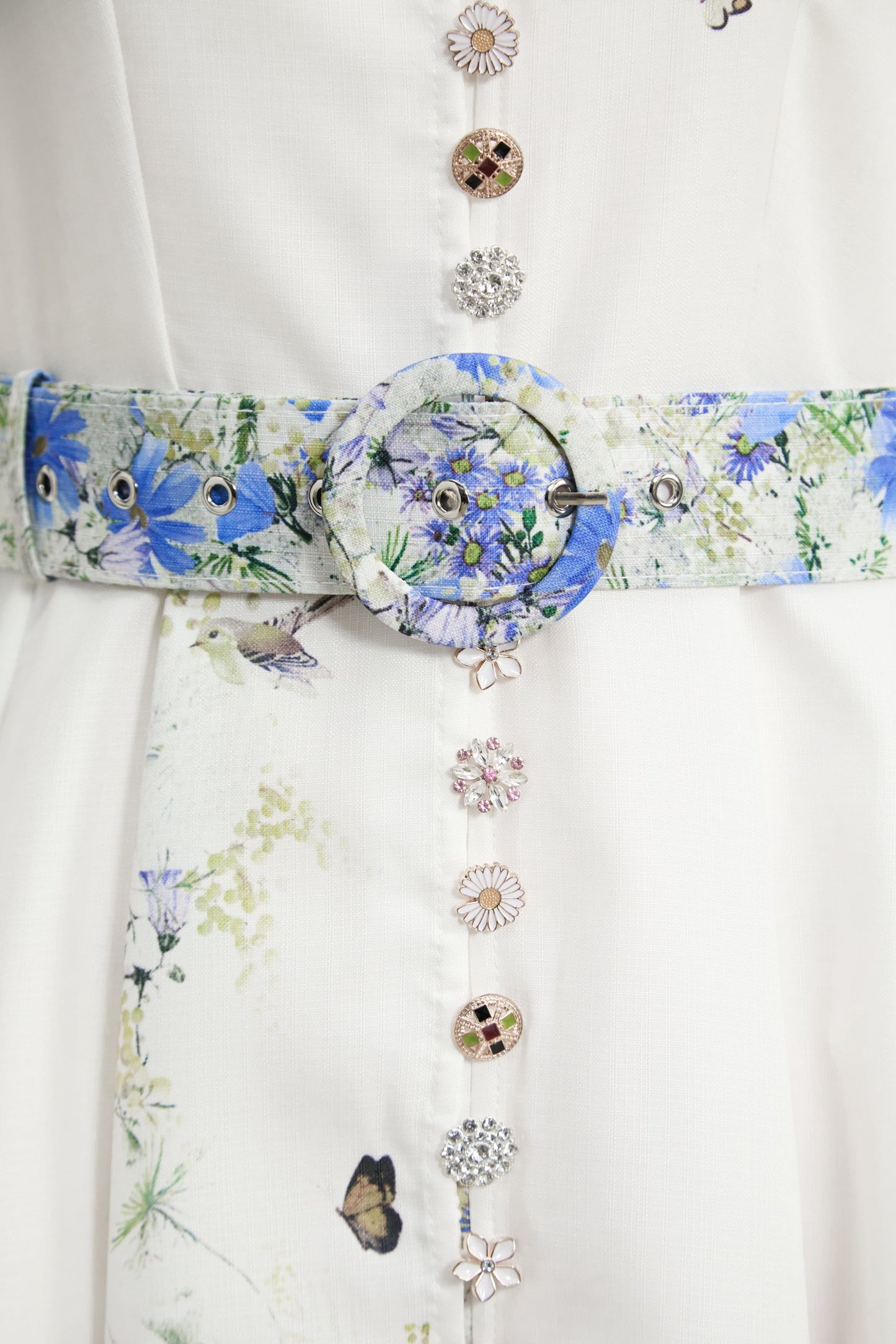 Nadia Exquisite White Floral Print Balloon Sleeve Maxi Dress