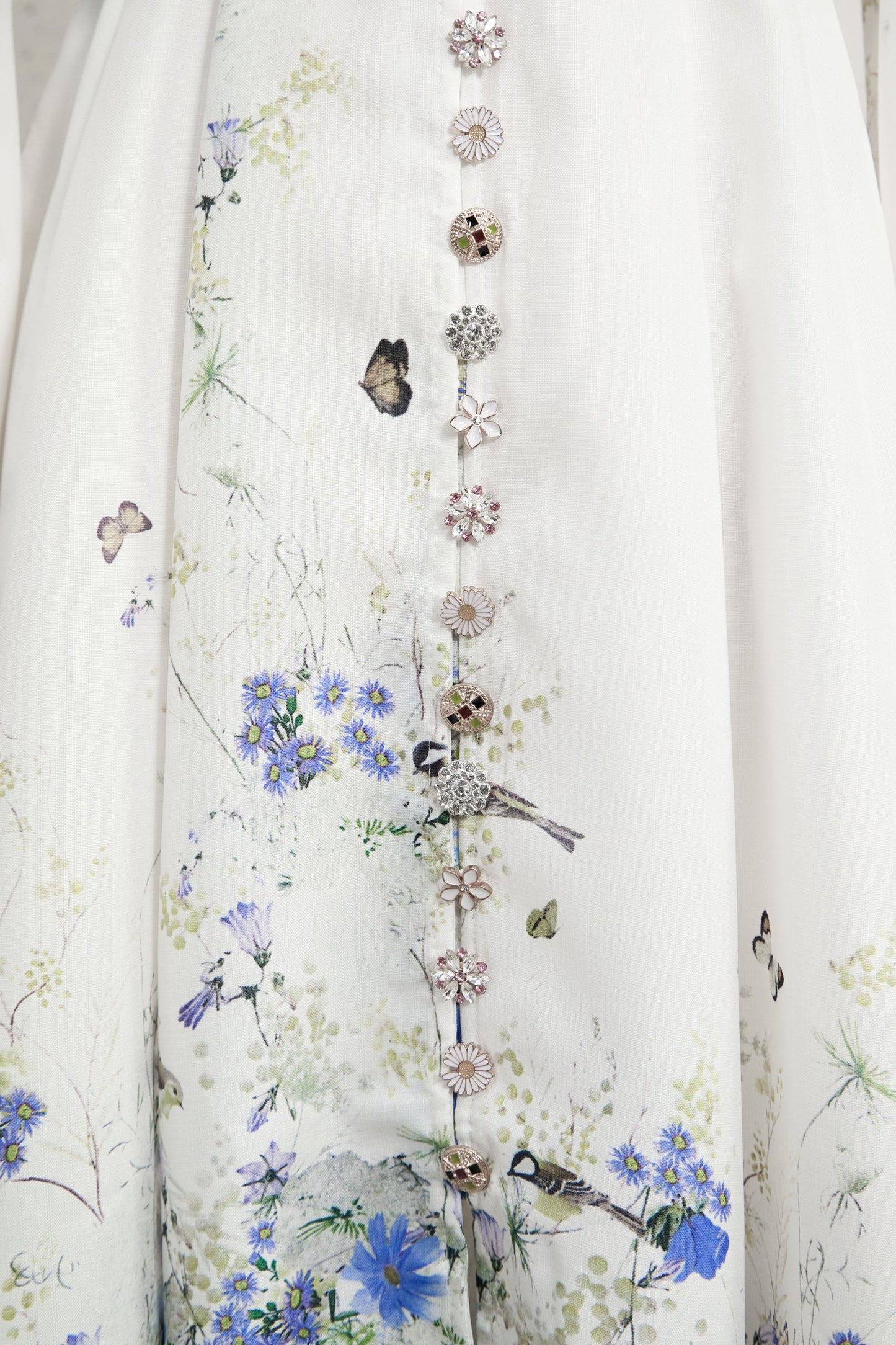 Nadia Exquisite White Floral Print Balloon Sleeve Maxi Dress