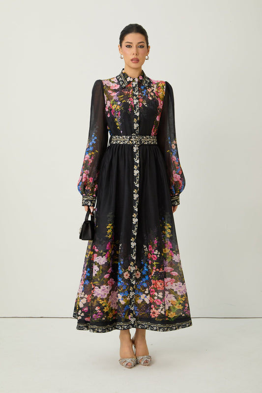 Lia Special Black Floral Maxi Dress