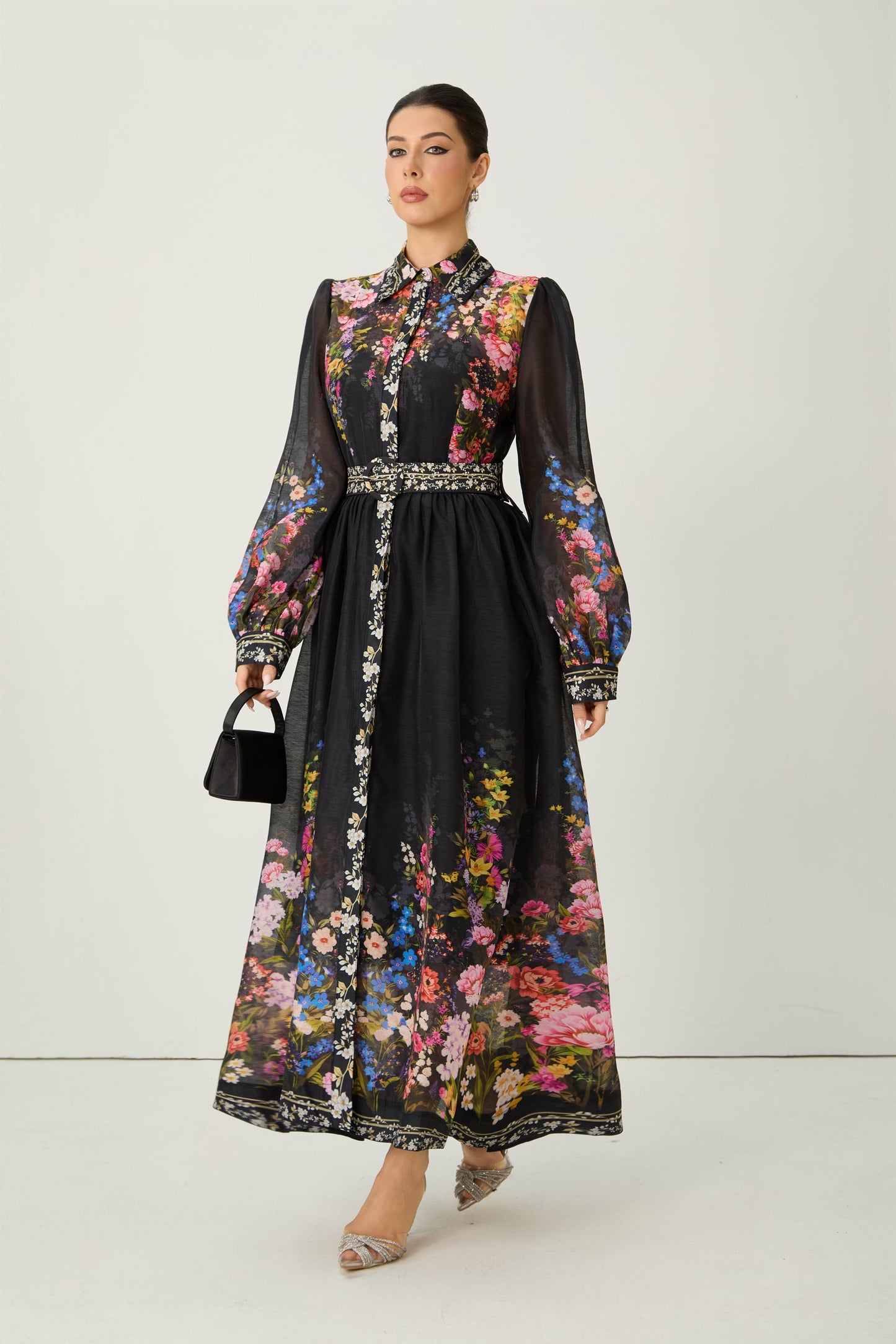 Lia Special Black Floral Maxi Dress