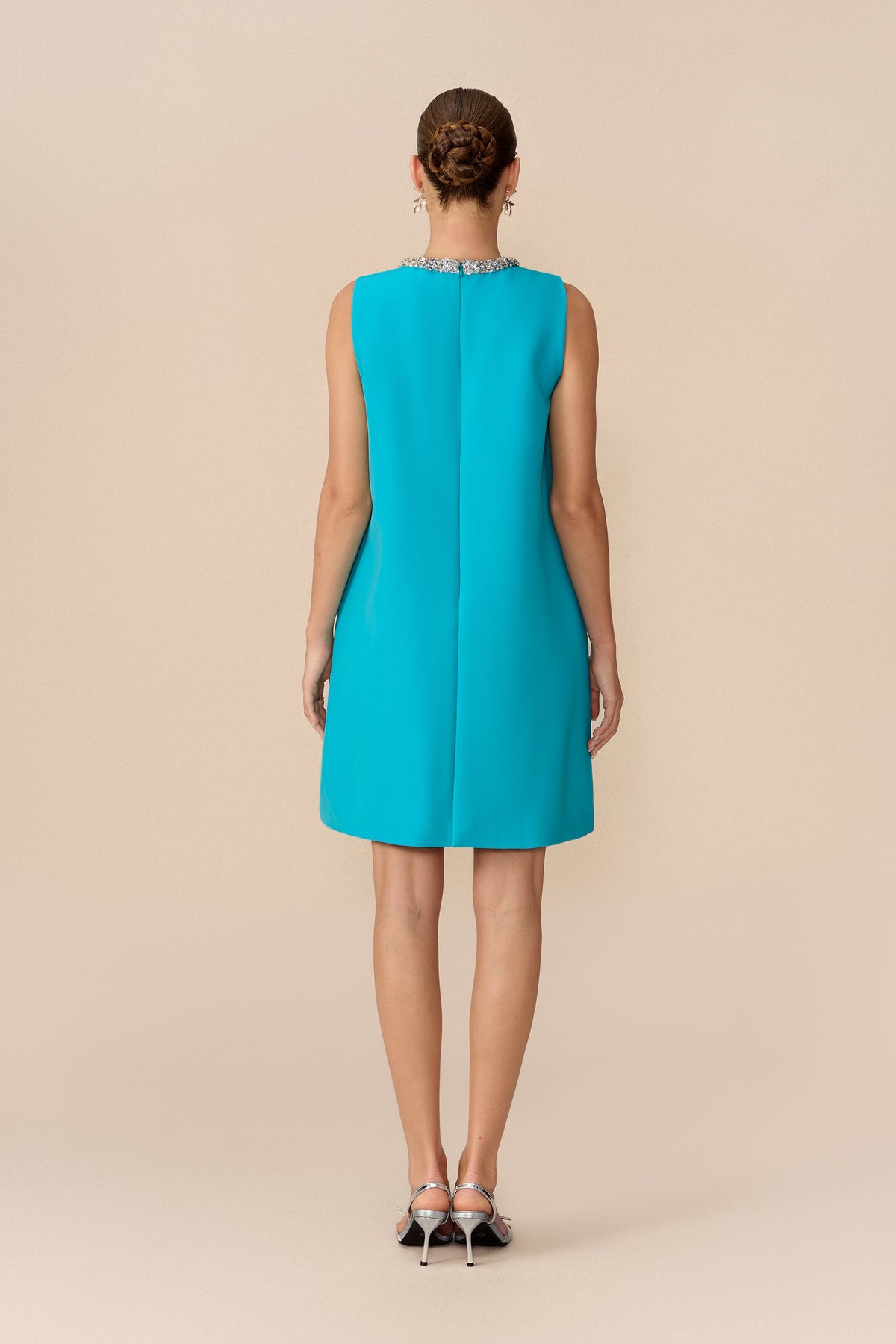 Mint Rhinestone Keyhole Sleeveless Mini Dress