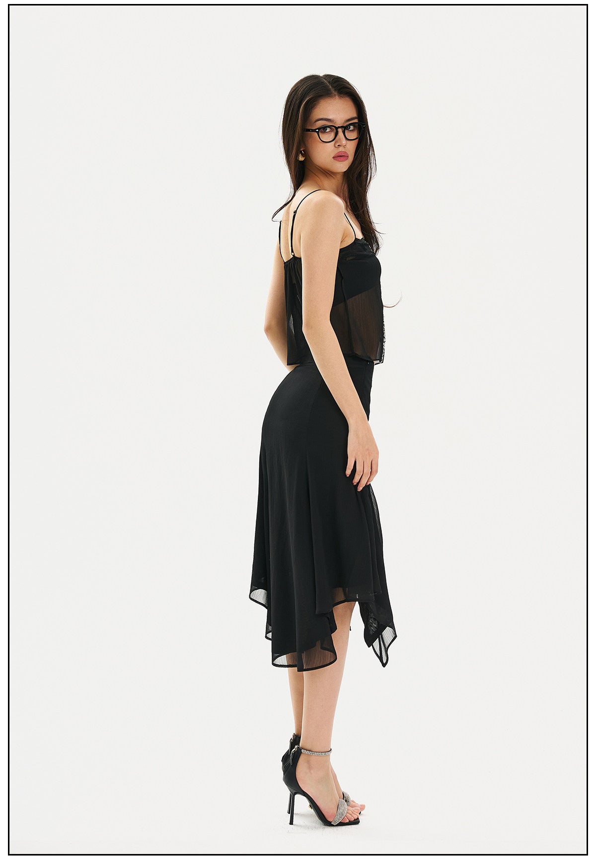 Polyester Skirt - Elegant Black Mesh Design