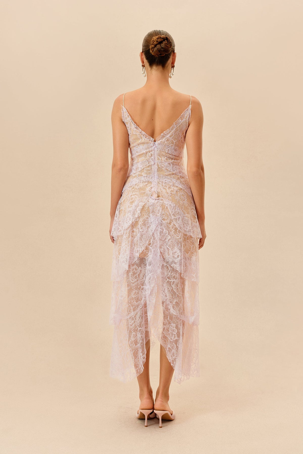 Viola Floral Lace Tiered Ruffle Black Bows Maxi Dress