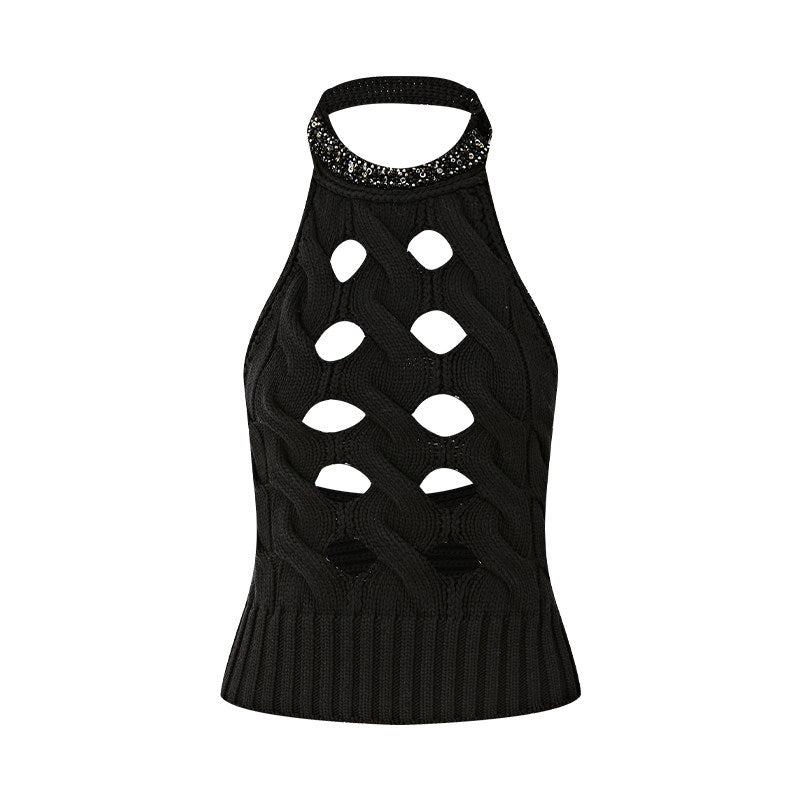 Knitted Tank Top - Hollow-Out Design